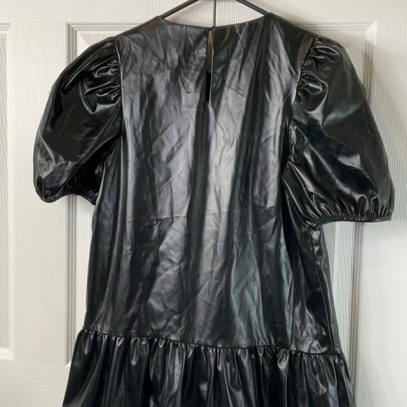 English Factory - NEW Puff Sleeve Faux Leather Mini Dress Size S - Picture 13 of 15